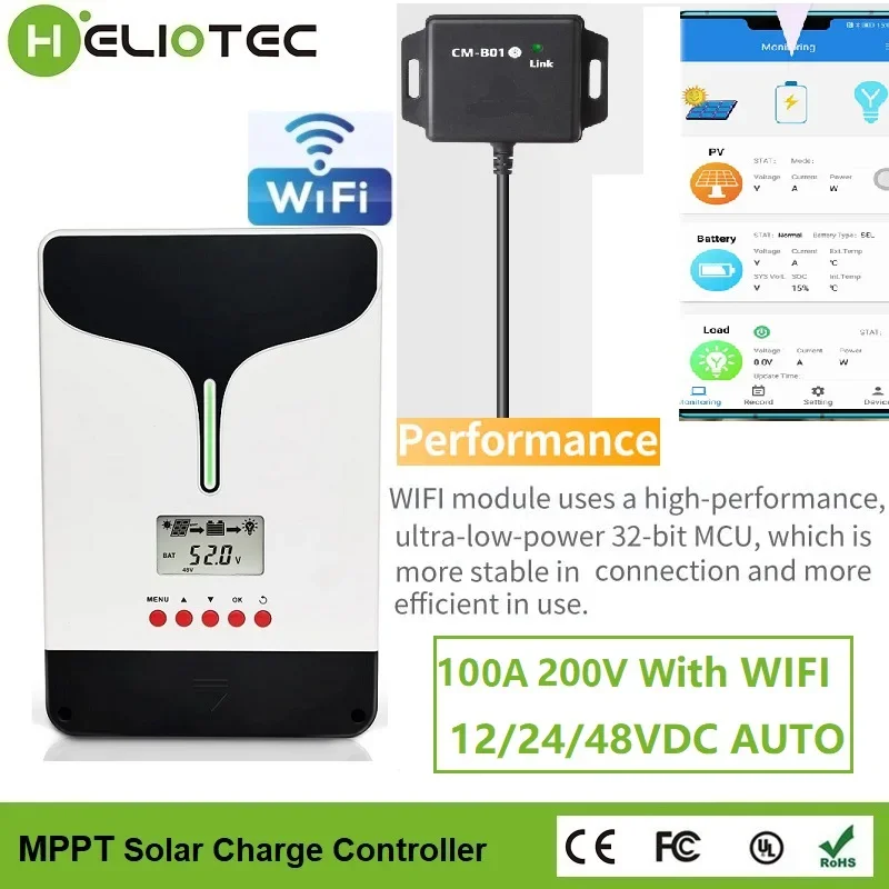 MPPT Solar Charge Controller 80A 100A with Open Circuit Voltage 150V - 1000W Max Input Power for 12V 24V 48V Systems