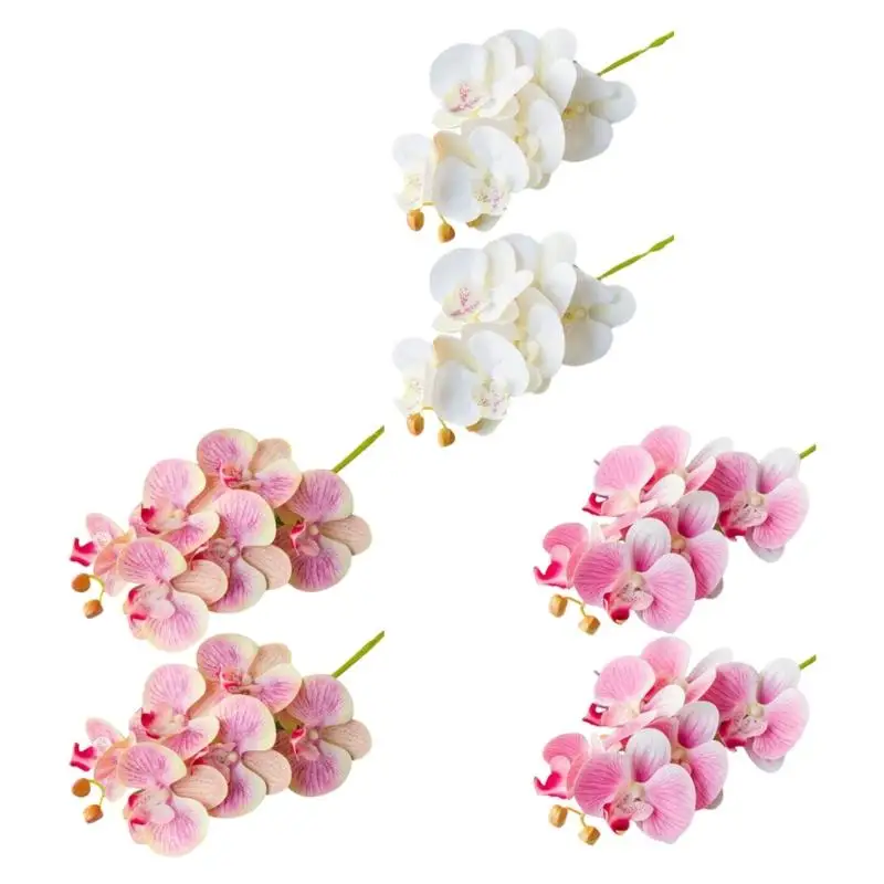 

E8BD Pack of 2 Butterfly Orchids Flower for Handmade Wreaths and Bouquets Artificial Phalaenopsis Indoor Florals Arrangements