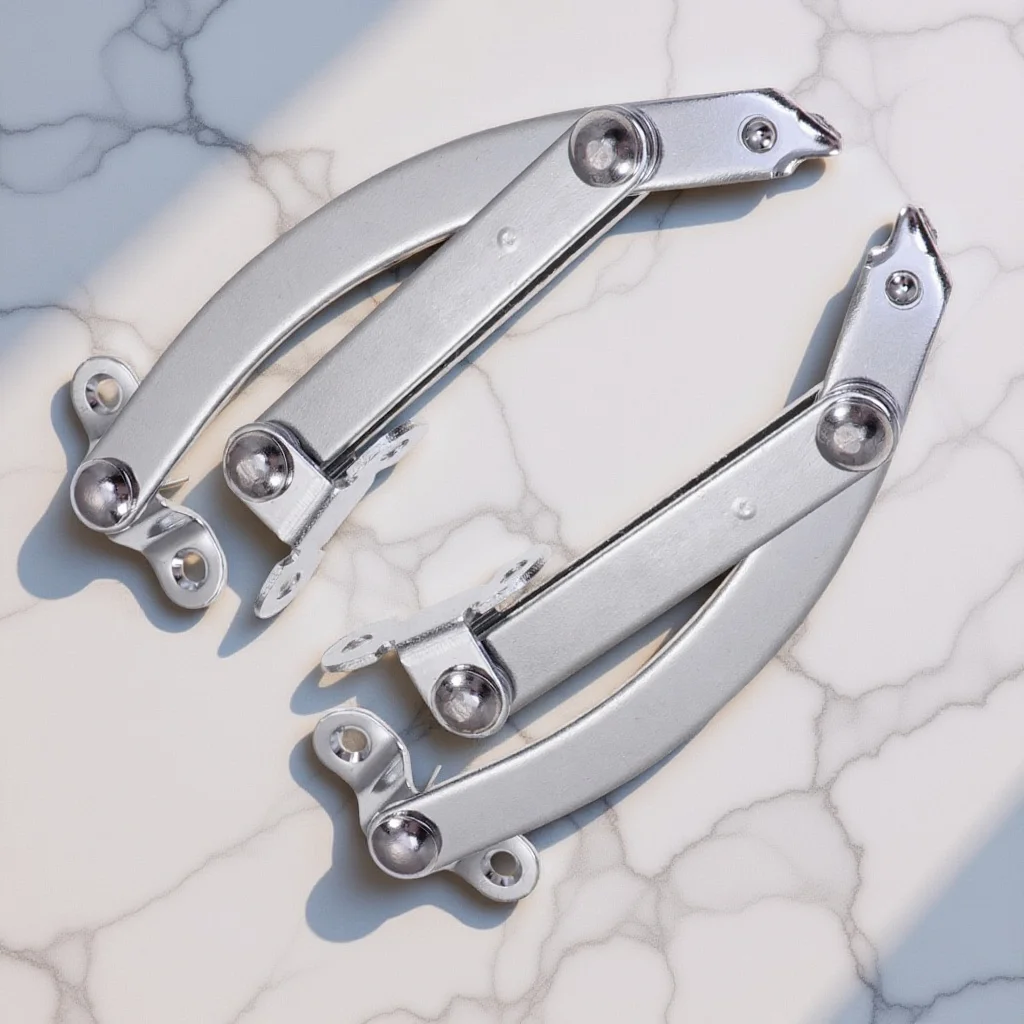 

2pcs Hinge Limiter Heavy Duty Struts Spring Lift Support For Cabinet Cupboard 90 Degree Open Sturdy Satin Silver Finish