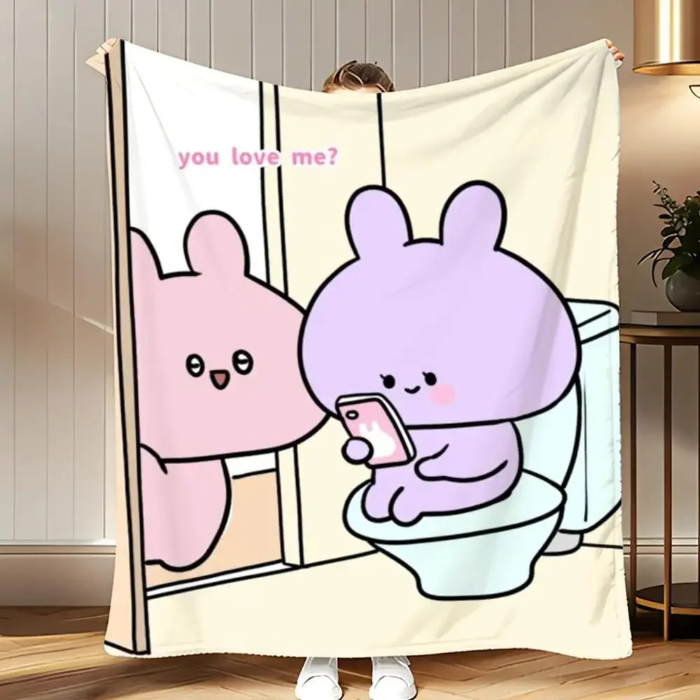 

Мягкое коралловое флисовое одеяло-плед с персонажем Асамимичан (милый кролик), пушистое и теплое, для дивана, кровати, кушетки, декора спальни