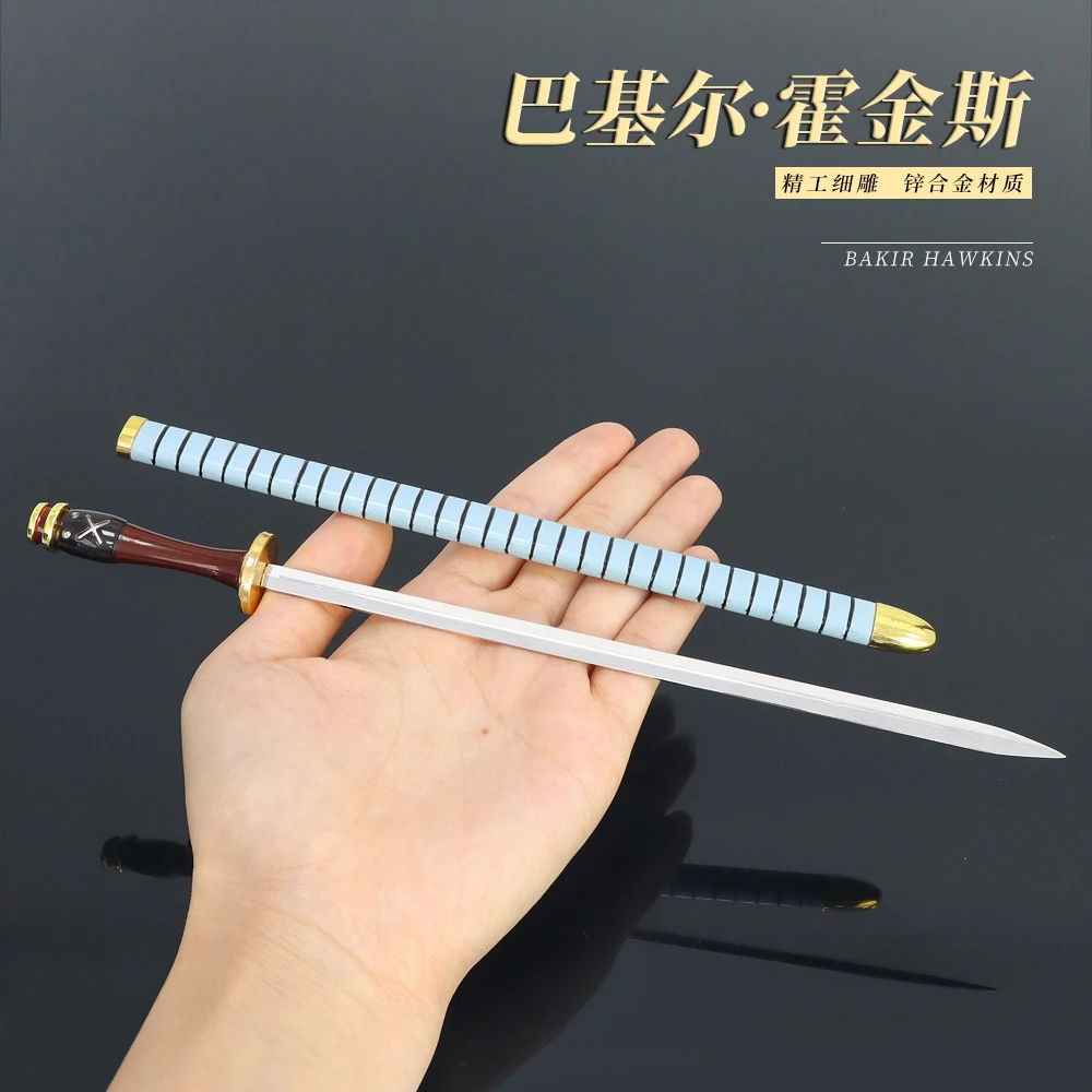 26cm One Straw Katana Basil Hawkins Keychain OP Japanese Anime Peripherals Miniatures Piece All Metal Weapon Sword Equipments