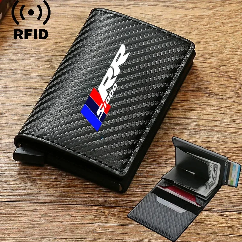 

Rfid Leather Carbon Fiber Credit Card Holder Wallets Men Black Magic Trifold for S1000RR 2023 Motorcycle BMW S1000RR/R S 1000RR