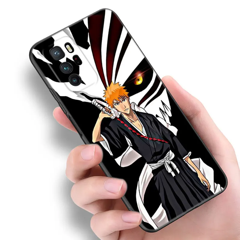 Anime Bleach ichigo Kurosaki Phone Case For Xiaomi POCO X3 X4 NFC F5 M2 M3 M4 M6 X5 Pro F3 F4 GT 5G C31 C55 M5S Black Cover