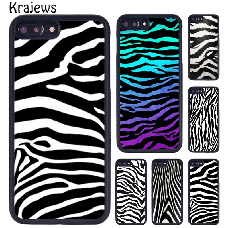 Krajews Zebra Skin Print Rubber Phone Case For iPhone 16 15 14 X XR XS 11 12 mini 13 Pro MAX Plus cover shell coque