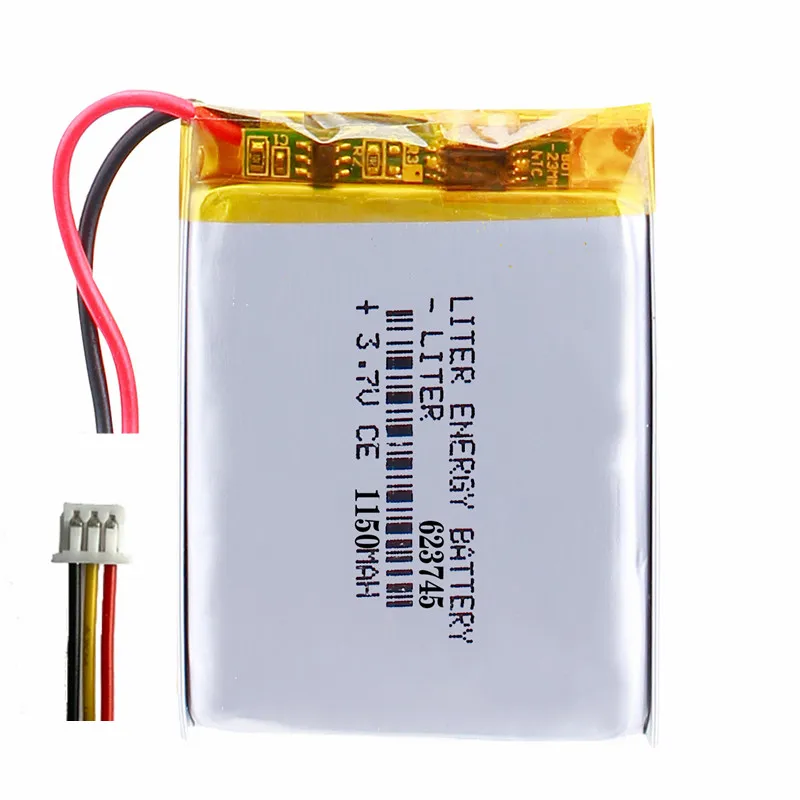 3,7 V 1150 mAH 623745 polímero de iones de litio/Li-po batería recargable para batería de monitor de bebé con conector de JST1.25mm-3p