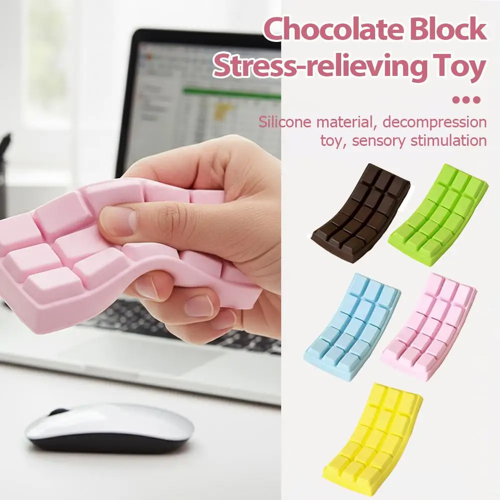 Simulation Chocolate Bar Squishy Stress Relief Toy, Soft PU Squeeze Fidget Decompression Toy Prank Novelty Gift for Adults Kids