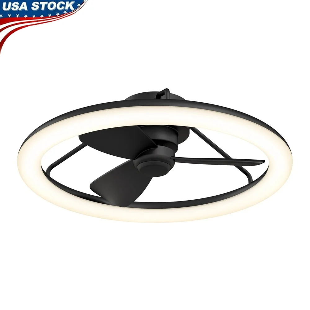 โมเดิร์น 23in LED เพดานพัดลมรีโมท REVERSIBLE หมุน 2000 Lumens ปรับอุณหภูมิสี 3 ควบคุมความเร็วในร่ม