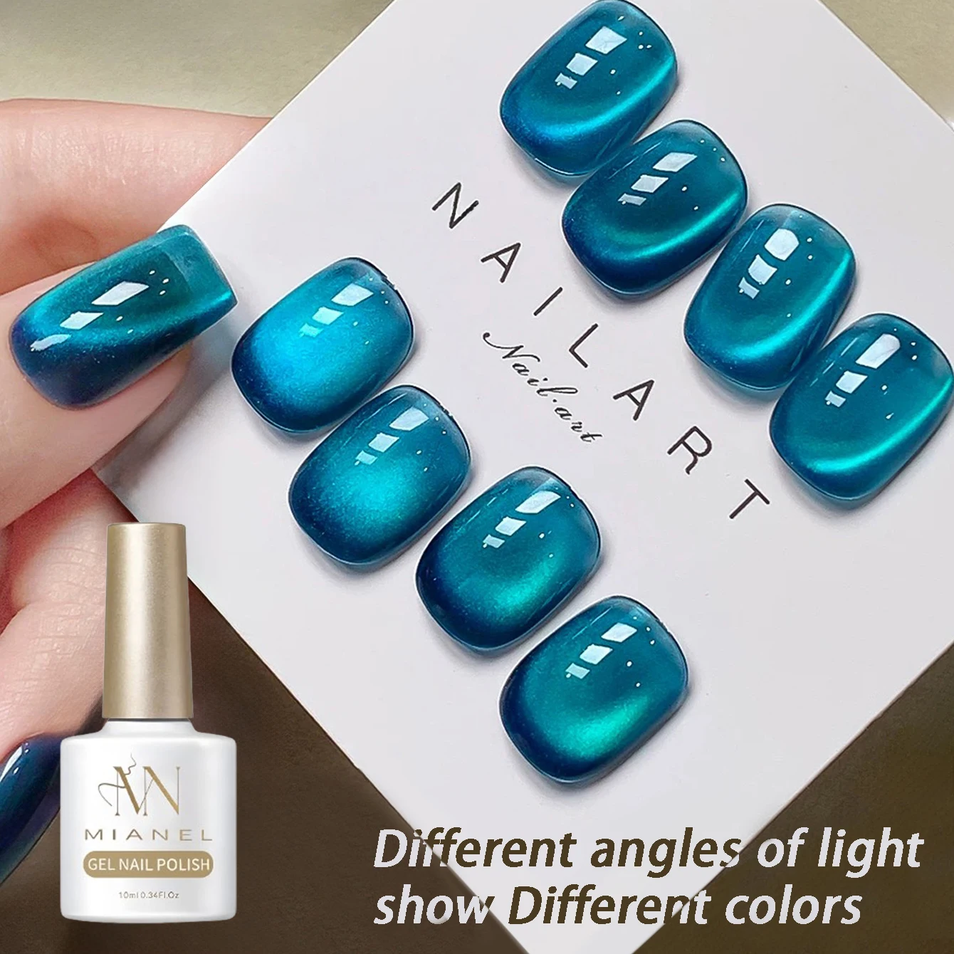 

10ML 1PCS That sea Magnet Cat Eye Gel Nail Polish Blue Glass Bead Cat Eye Nail Glue UV Light Nails Nail Supplies