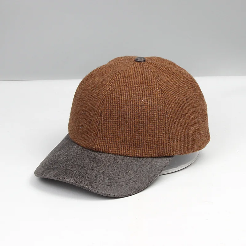 Individuell Bestickte Logo-Baseballkappen aus Wolle für Herbst und Winter, Unisex, mit Kunstleder-Schirm und Britischem Sportdesign – Detail 2