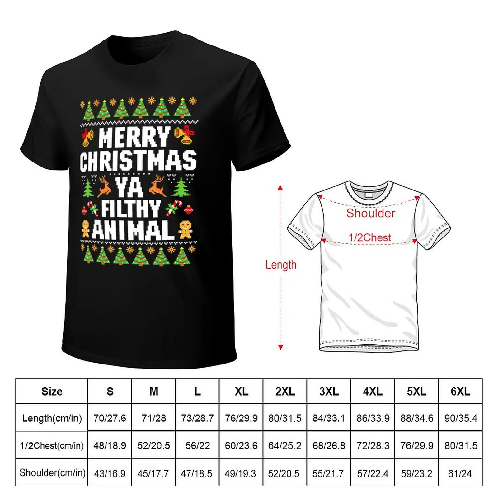 Merry Christmas Animal Filthy Ya Ugly Sweater Style Matching T-Shirt Independence Day Short Sleeve T-Shirt