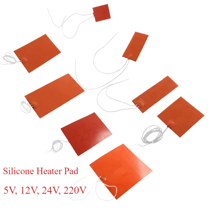 Silicone Heater Pad for Car Fuel Engine, Oil Tank Tool, Heating Mat, Warming Accessories, Heated Bed Plate, 5V, 12V, 24V, 220V