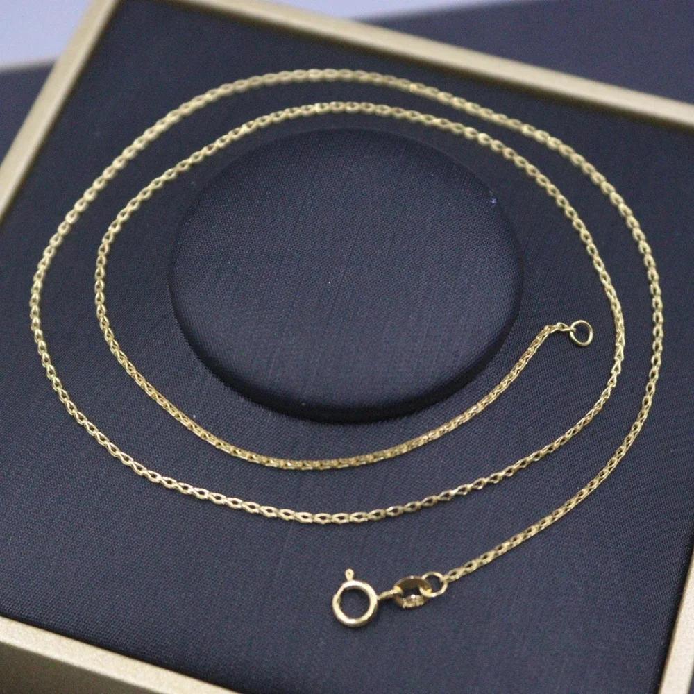 

Real Pure 18K Yellow Gold Chain Women Gift Lucky 1mm Wheat Link Necklace 1.5-1.7g /45cm