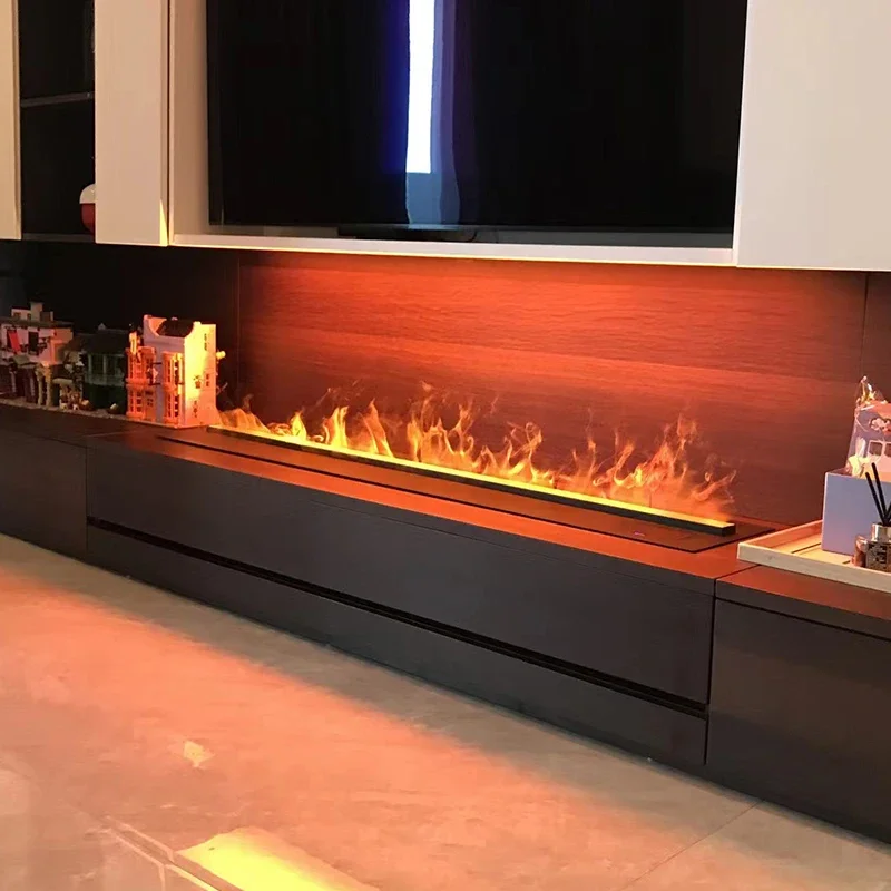 Custom Made Water Vapour Fireplaces Tv Stand Wall Mount Electric Fireplace Ultra Thin Steel Smart Atomizing Fireplace