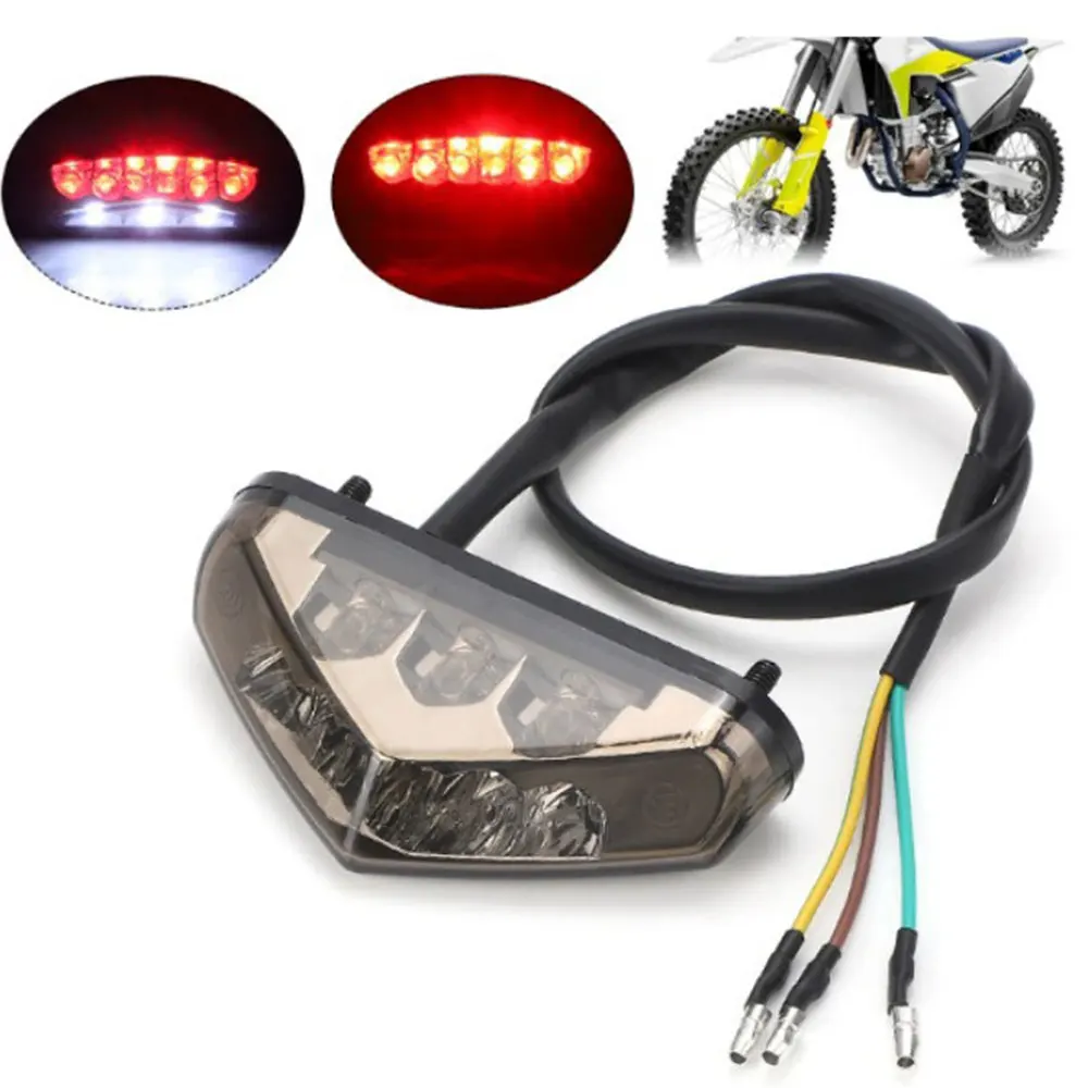 Mini Motorcycle LED Tail License Light 12V Rear Brake Lamp For Pit Dirt Bike ATV Chopper Scooter Cruiser Number Plate Taillight