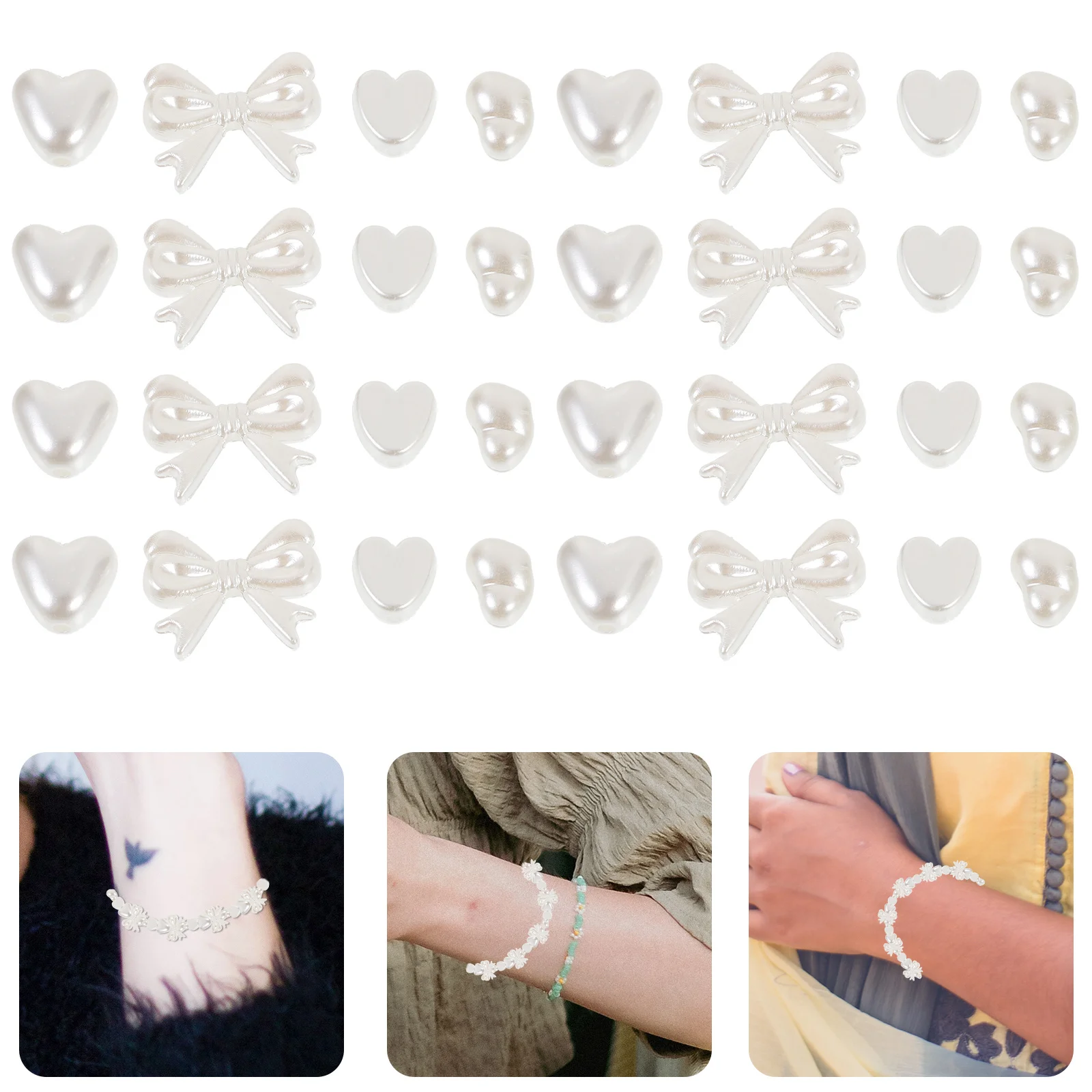 

300Pcs Imitation Pearl Pendant DIY Decorative Beads Loose Spacer Beads for Handicrafts DIY Supplies