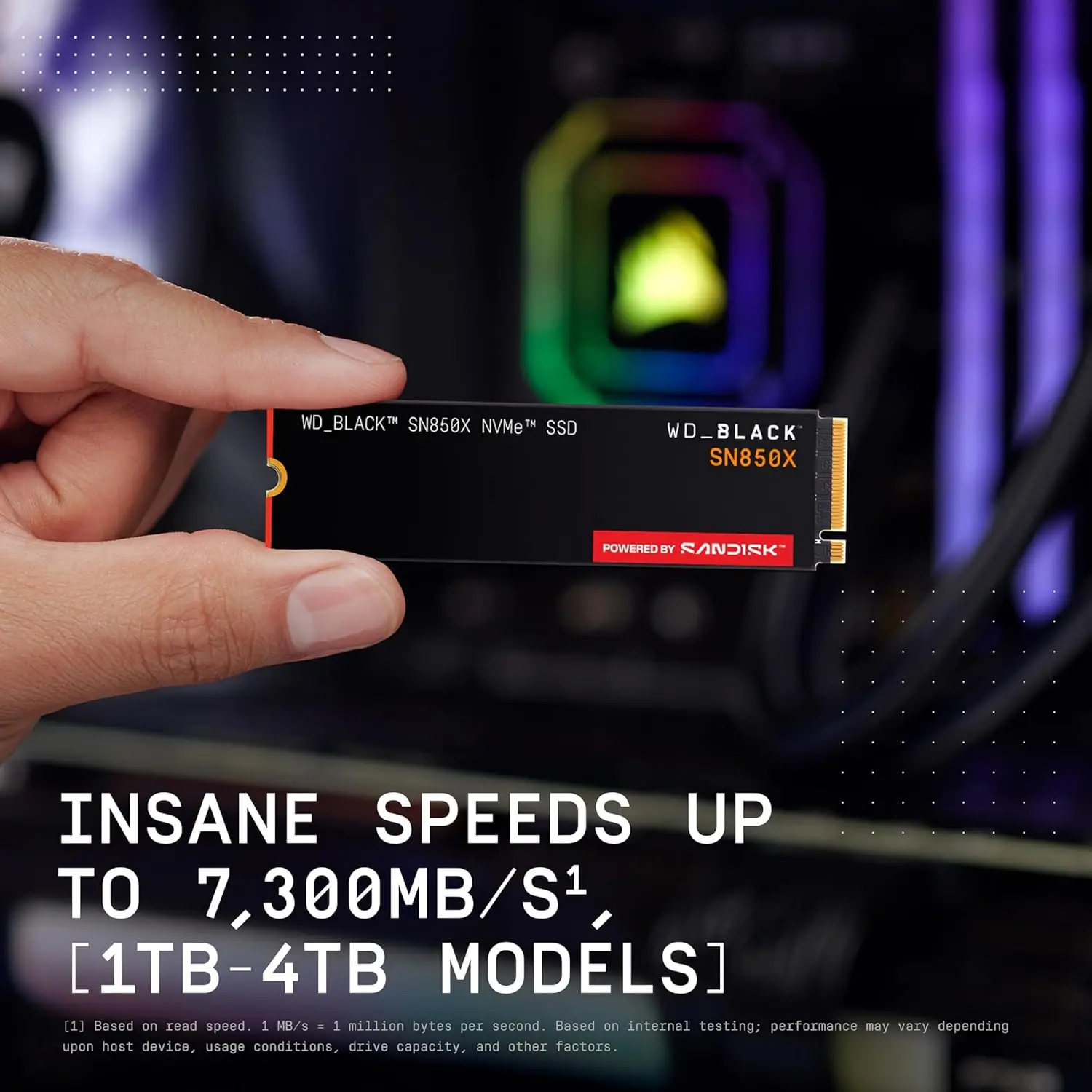 WD_BLACK SN850X 1TB 2TB 4TB NVMe SSD - M.2 2280, Up to 7,300 MB/s 