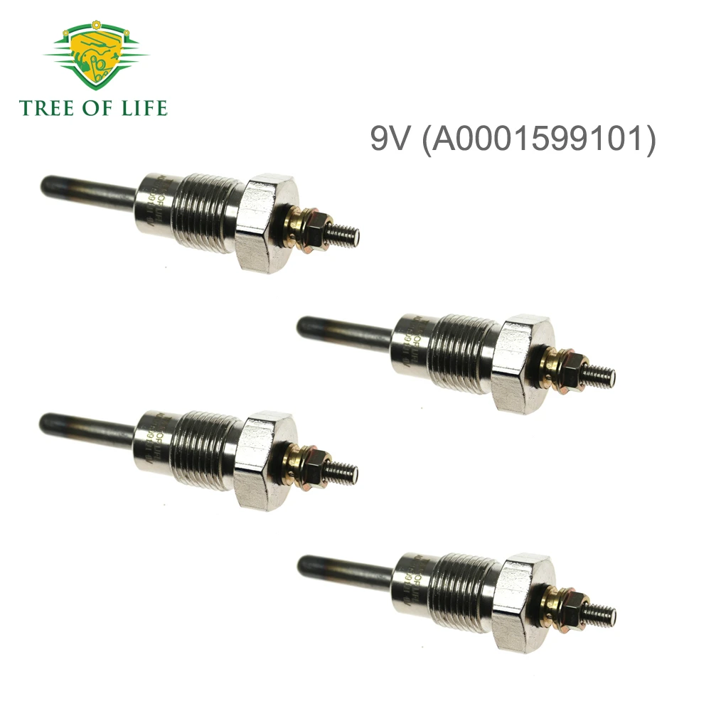 

4pcs Glow Plugs 9V For Mercedes Tail Fin Ponton 180 190 200 D Mercedes 123 Estate/Saloon W123 S123 200 220 240D A0001599101