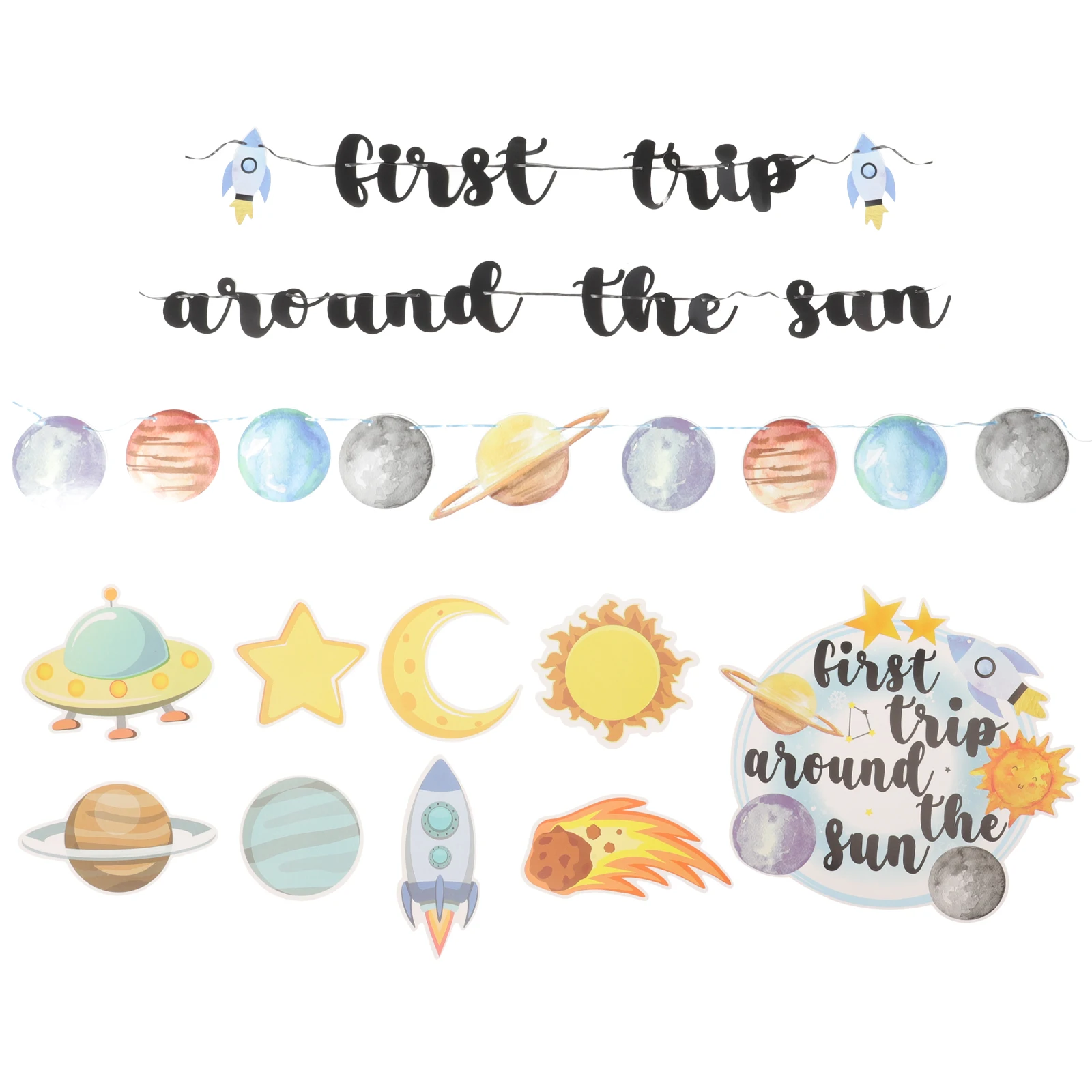 

Astronaut Card Theme Party Decorations Outer Space Birthday Banner Cake Supplies Props Cupcake Toppers Space Decorations