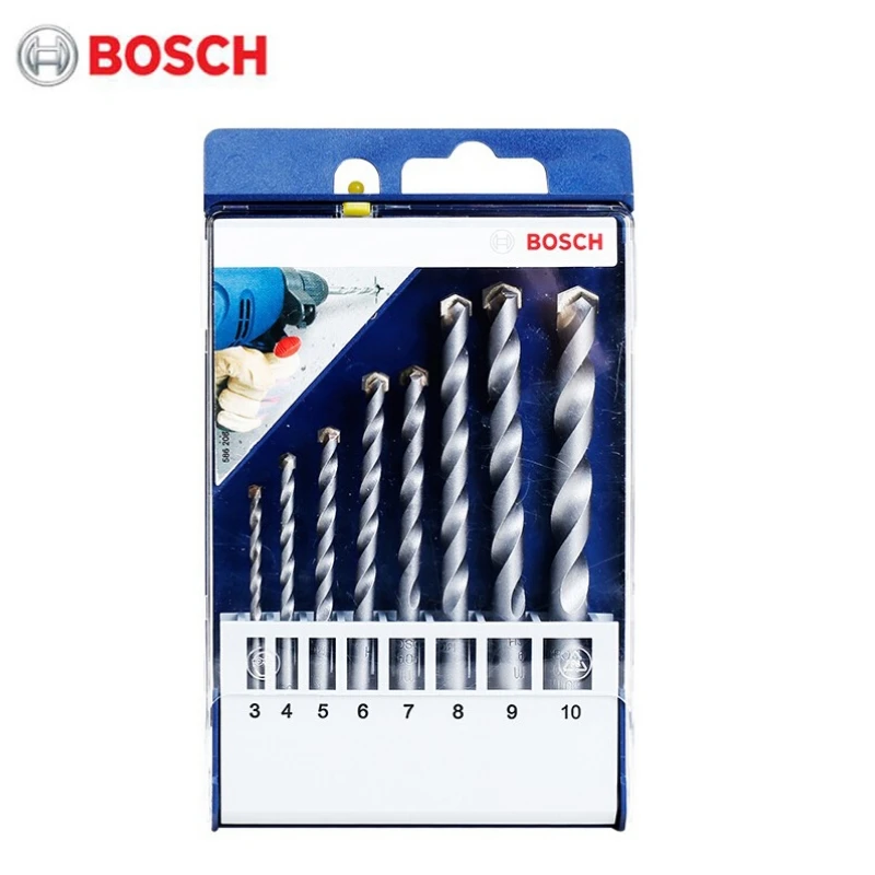 Bosch 2608578757 Small Blue Box Triangular Handle Impact Drill 8-Piece Set,Suitable For Concrete