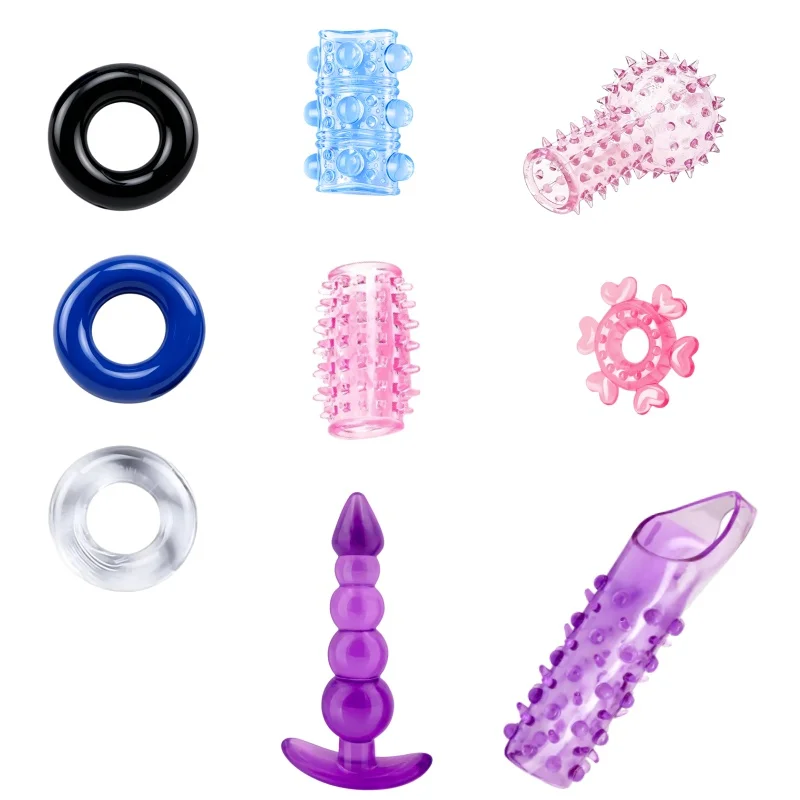 9pcs Penis ring, delay ring, anal plug, wolf tooth set, male long-lasting sperm-stopping ring, couple adult sex toy