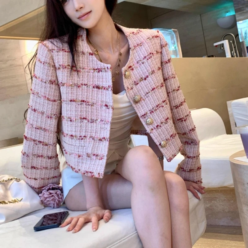 

Autumn Winter Women's Small Fragrant Style Jacket Fashion Korean Style Top Thickened French Gentle Short Jacket for Socialites