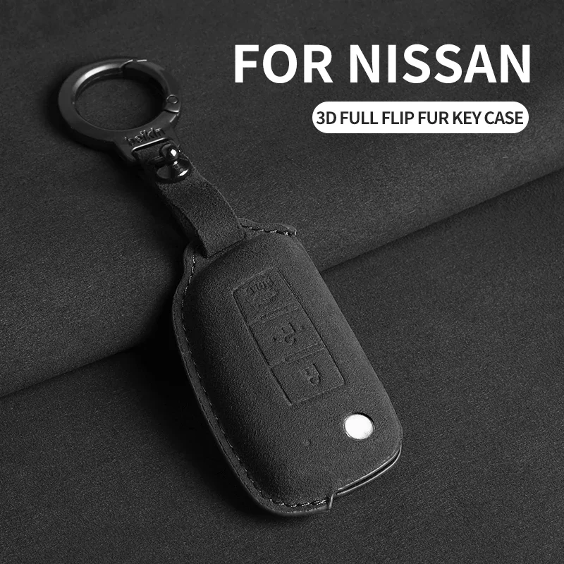 

Suede Car Key Case Cover For Nissan Sylphy TIIDA LIVINA X-Trail Qashqai Car Key Protective Shell Accessories