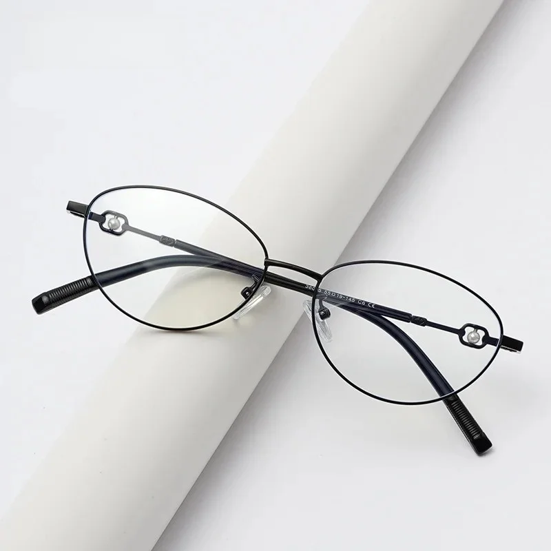 Women's Small Frame Cat's Eye Metal Reading Glasses Fashion Presbyopia Anti-blue Light Customizable Prescription