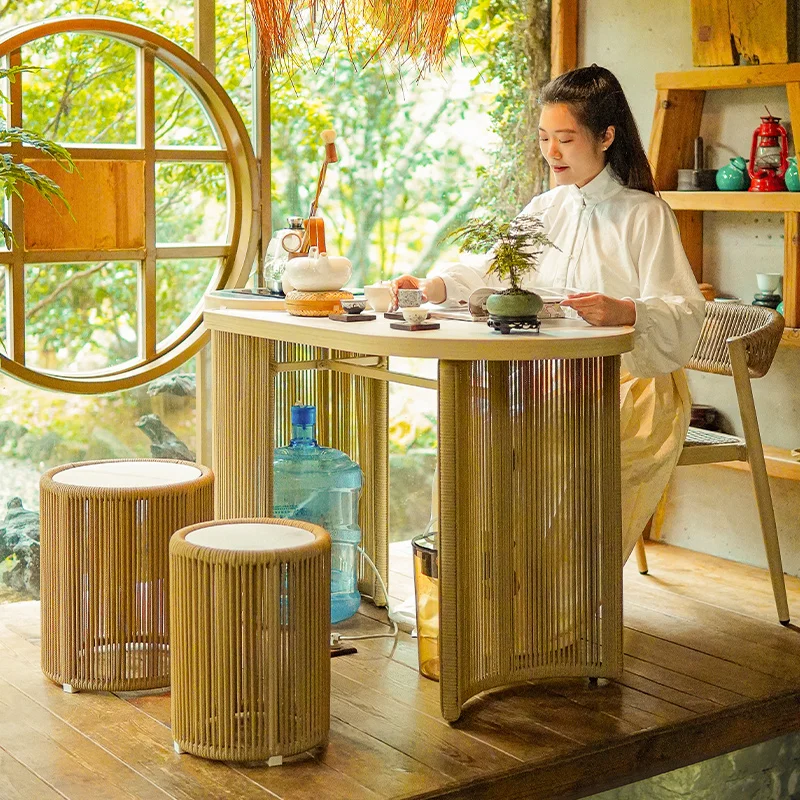 Tea Table Balcony Tea Table Chair Combination Home Small Tea Table Kung Fu Tea Table Chinese Leisure Tea Making Table Tea Table