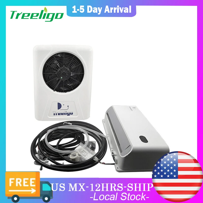 Treeligo 12V 24V 10500btu Car Electric Parking Air Conditioner Refrigeration Truck RV Caravan Camper Van Split Air Conditioning