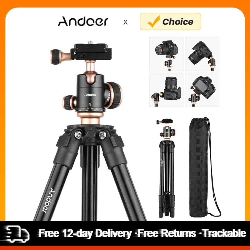 

Andoer Q160SA Camera Tripod with Panoramic Ballhead Portable Travel Tripod for DSLR Cameras Camcorder Projector Complete Tripod