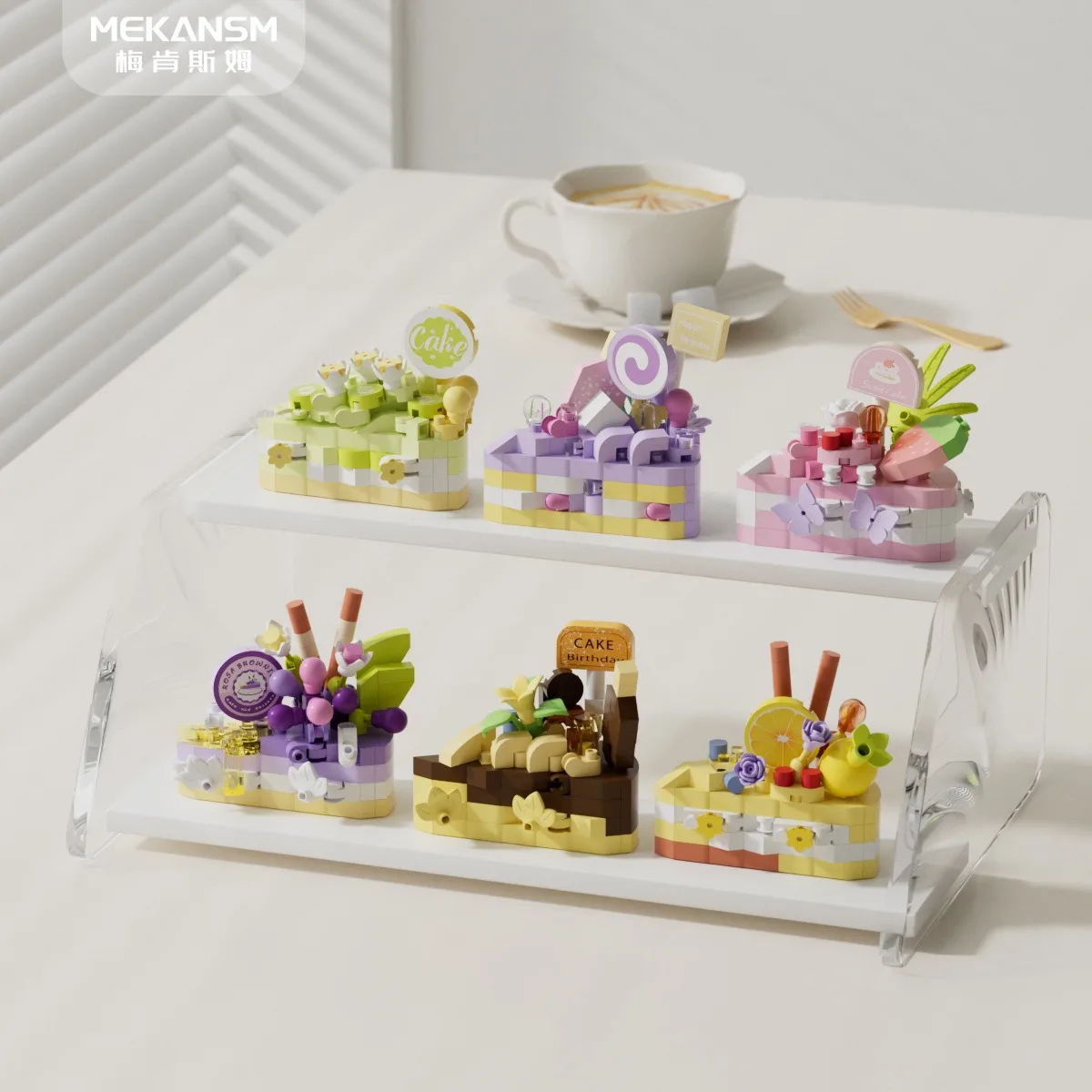 DIY Creative Assembly Simulation Party Dessert Triangle Cake Building Block Toy Model Puzzle Assembly Desktop Accessories