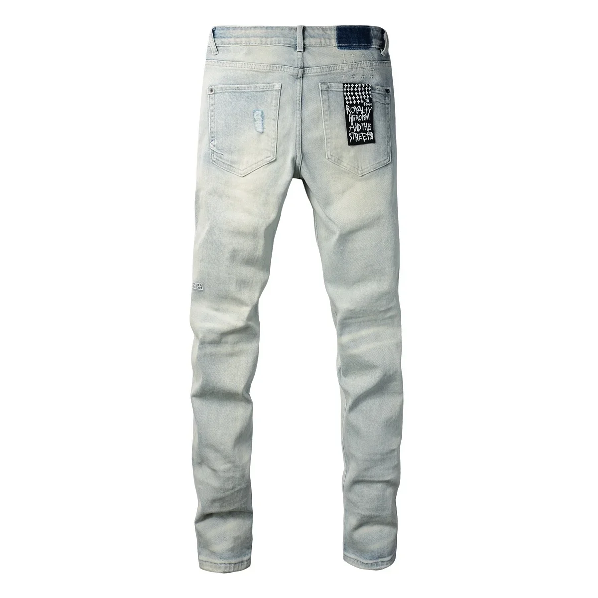 2026 Men's Fashion Low-Rise Skinny Jeans Stretch Ripped Frayed Trousers Retro Paint Trend Pants