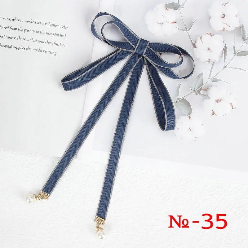 Perle Band Brosche Pin Frauen Fliege Vintage Schule Mädchen Weiß Kragen Schmuck Bowknot Shirts Krawatte Candy Farbe Rot Schmetterling – Detail 35