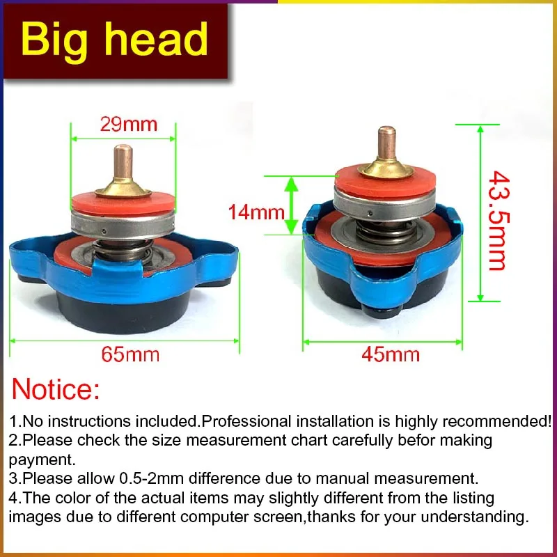 Universal Gauge Radiator Cap For Car Motorcycle Racing 0.9/1.1/1.3/1.8bar Small Head and Big Head Tank Cover Thermostatic