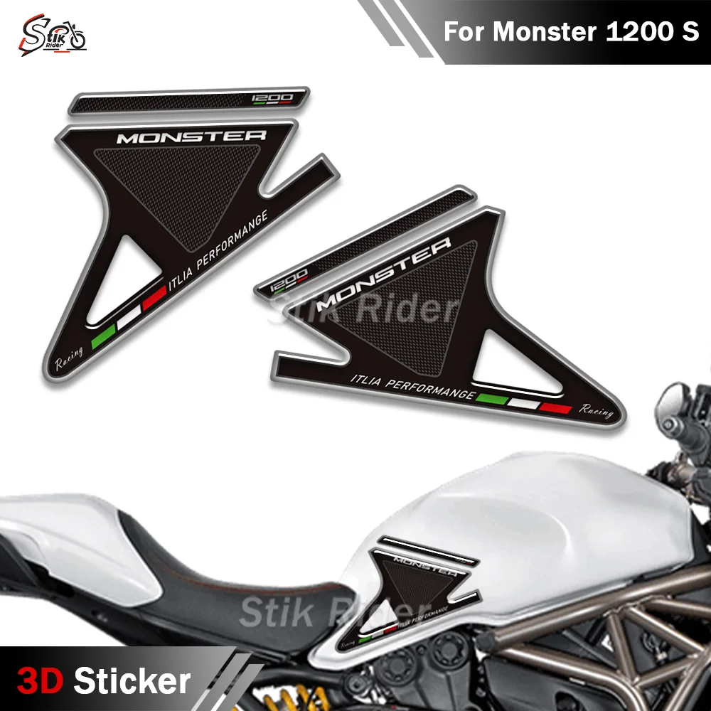 

Motorcycle 3D Stickers For Ducati Monster 1200 S R 1200S Protective Fuel Tank Anti-slip Gas Decoration Decal