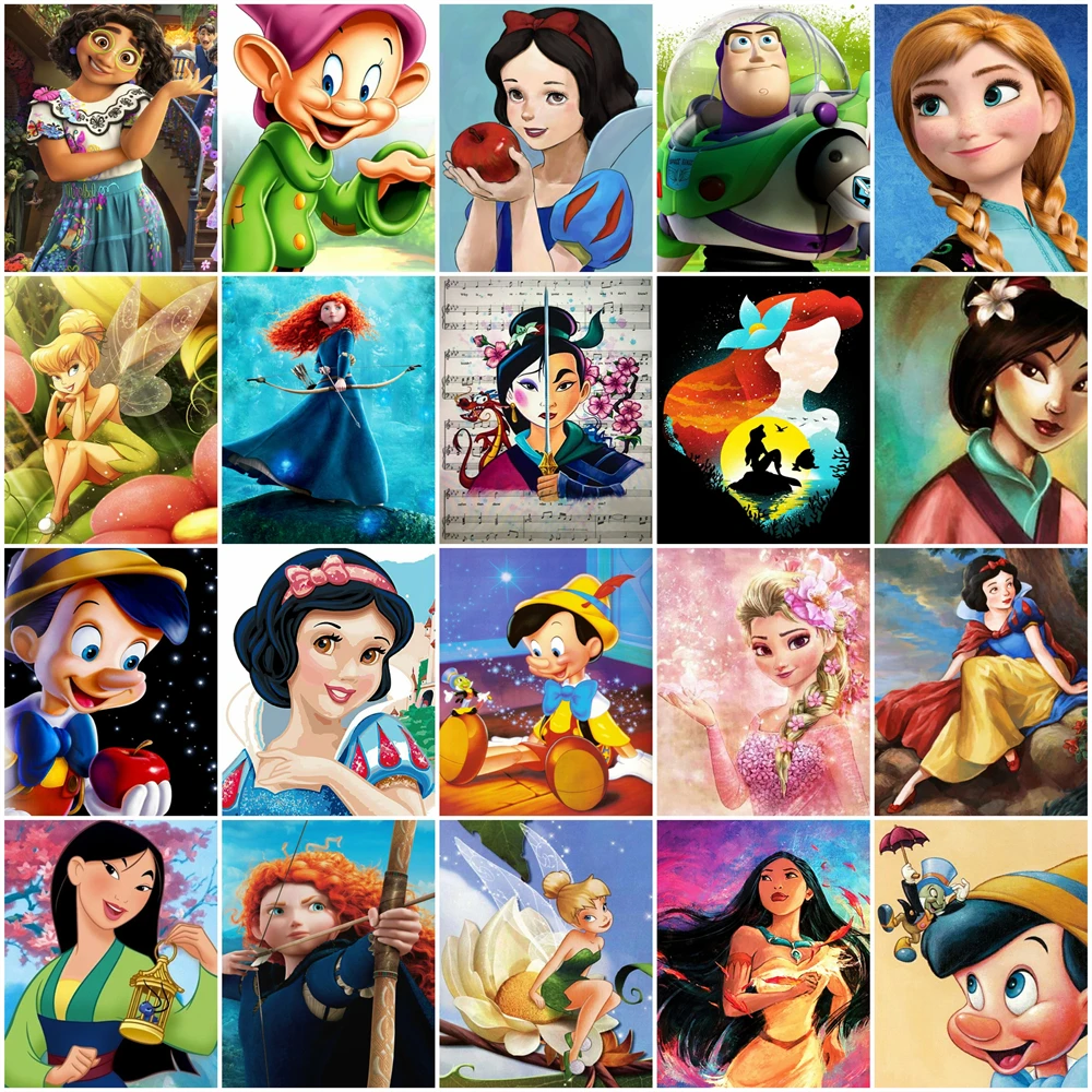 Disney Princess 5D DIY Diamond Painting Tinker Bell Cross Stitch Embroidery Mulan Full Round Mosaic 30x40cm Encanto Wall Art