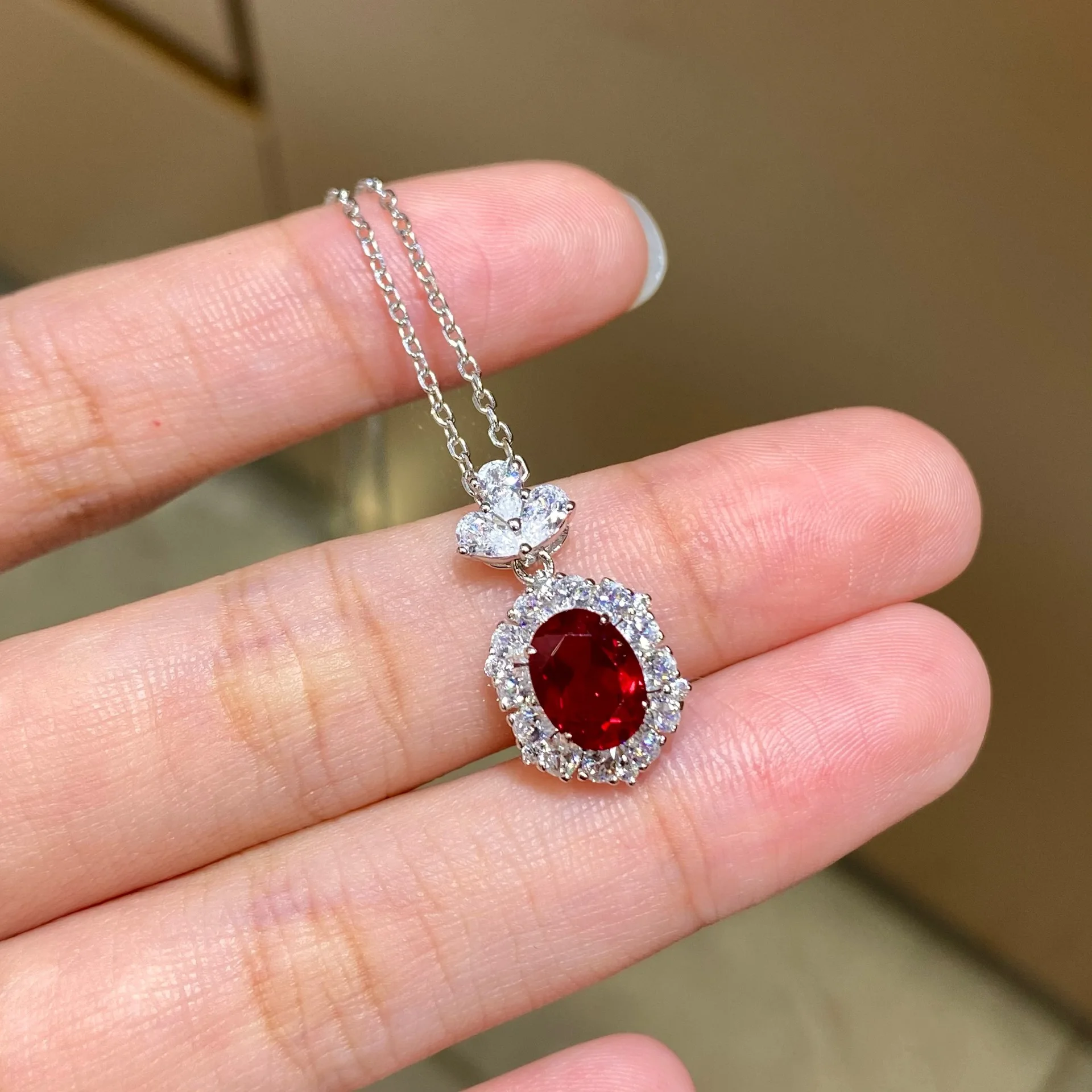 

Женское платиновое ожерелье PT950 с овальной бриллиантовой подвеской высокого углерода 1,5 карата, универсальное элегантное ювелирное изделие с бриллиантами длиной 43 см