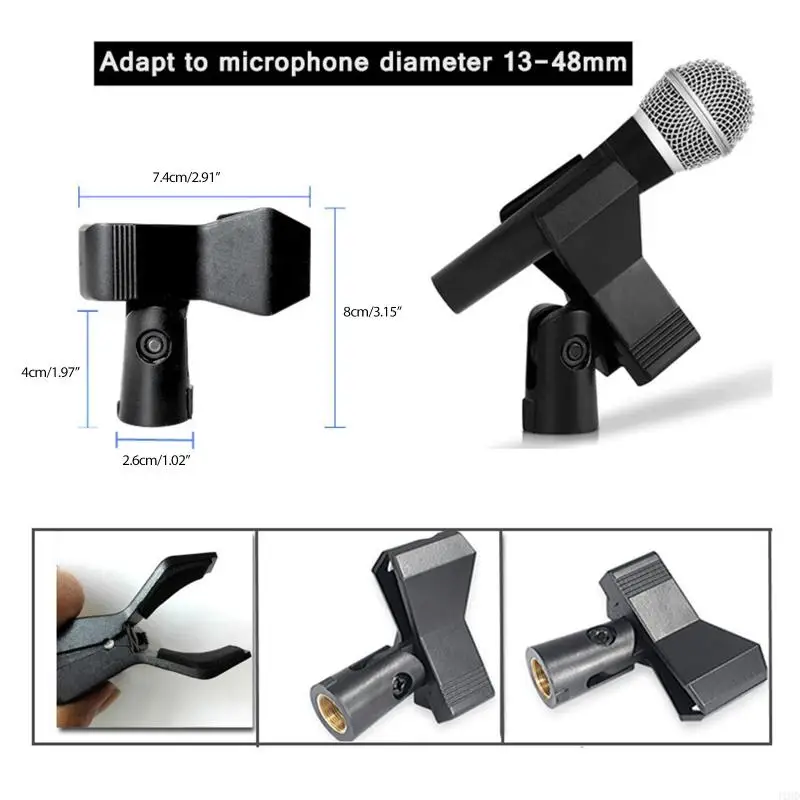J1HD Long-lasting Reliable Strength Mic Clips Spring Clip Microphone Stand Adapter