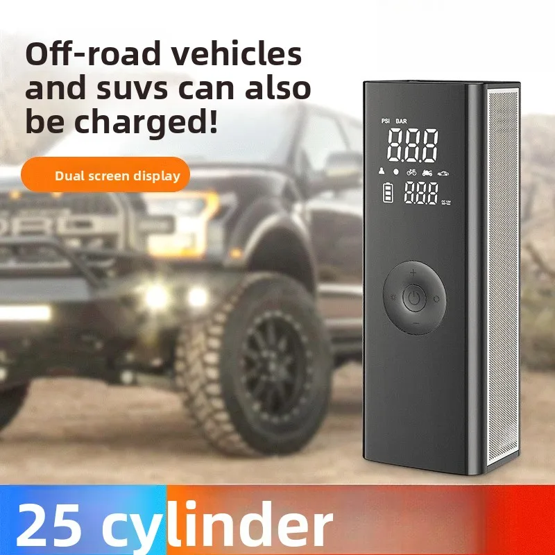 

Беспроводной умный автомобильный воздушный насос, удобный 25-цилиндровый воздушный насос из алюминиевого сплава, многофункциональный воздушный насос для электромобиля