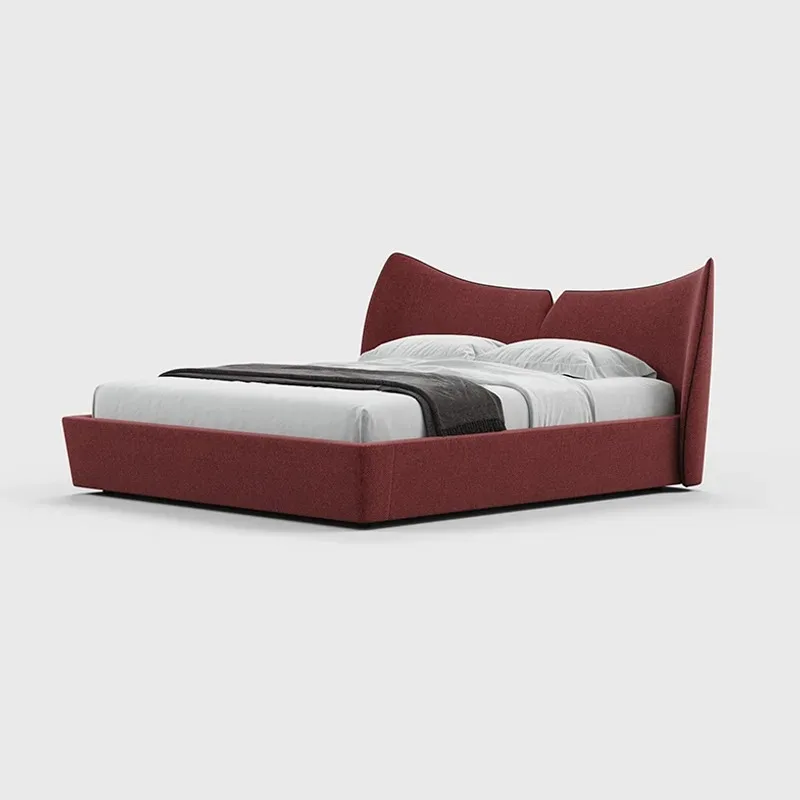 Minimalist modern French minimalist double master bedroom large apartment fabric bed high PC and console game bed