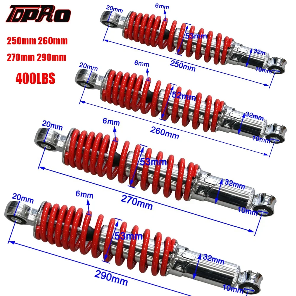 

Motorcycle 400LBS 25/26/27/29cm Front Suspension Shock Absorber For 50 70 90 110 125cc Dirt Pit Bike ATV Go Kart not Hydraulic