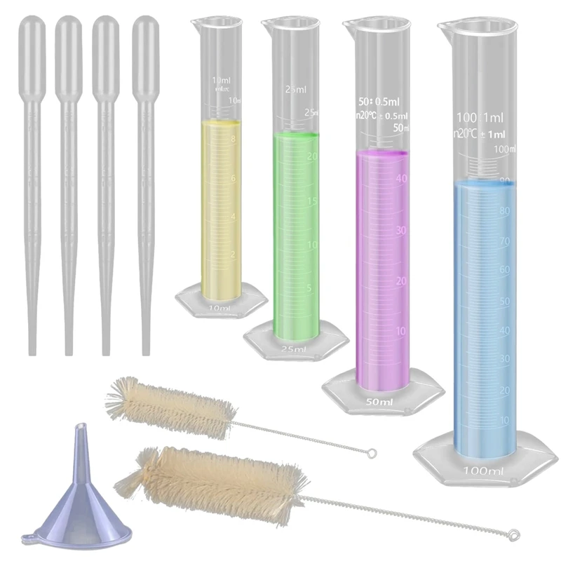 Ml Measuring Cup For Liquid, With 4 Pipettes, 1 Plastic Funnel And 2 Brushes 4-Pack