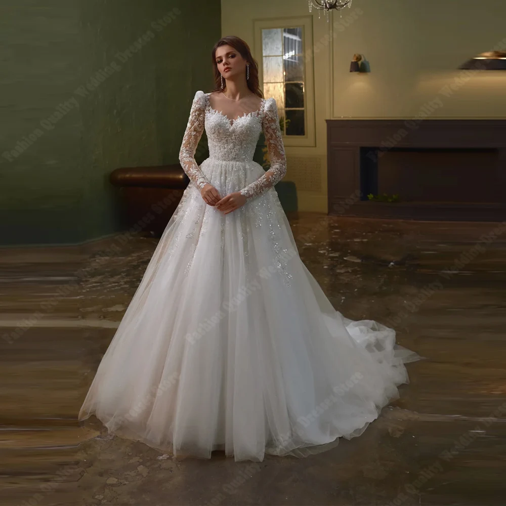 

Sweetheart Collar Women Wedding Dresses Sexy A-Line Lace Applique Bride Gown Mopping Length Banquet Vestidos De Novia Customized