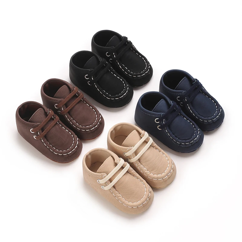 

Autumn And Winter New Baby Shoes Walking Shoes Baby Shoes Soft Sole Retro British Style Mid Top Warm Shoes Lace Up