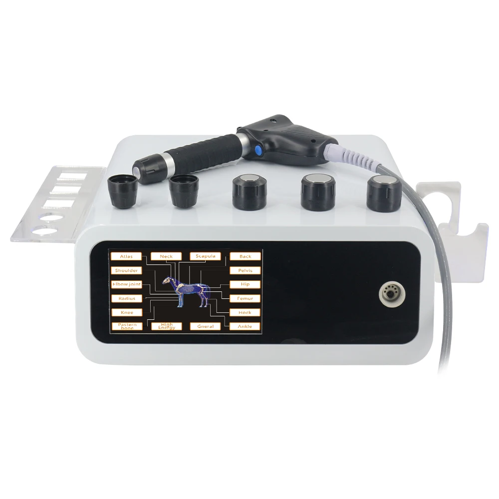 Nova máquina pneumática de ondas de choque 10bar para alívio da dor e tratamento de lesões de tendão animais profissionais massageador de ondas de choque uso de cavalo