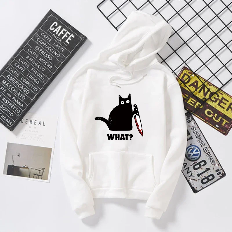 Hip Hop Street Casual Printed Female Hoodies Autumn Warm Fleece Fashion Printin Loose Comfortable Hooded Sweatshirt