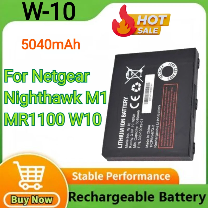 

W-10 Replacement Battery for Netgear Nighthawk M1 MR1100 W10 High Capacity 5040mAh Rechargeable Lithium-lon Battery