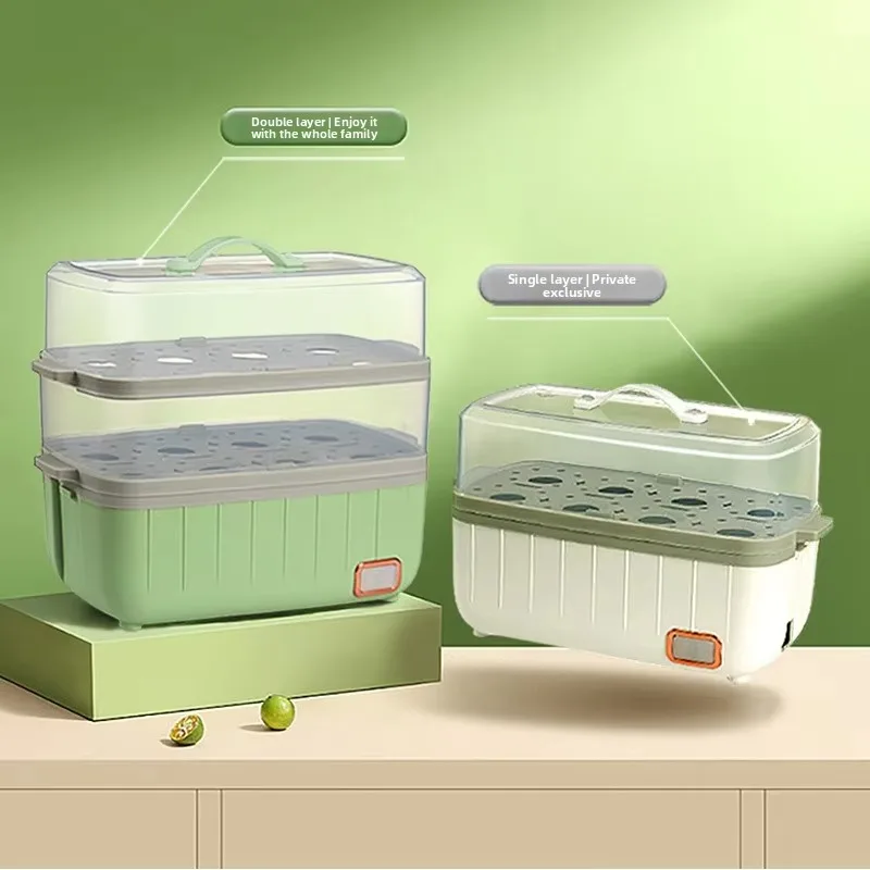 Electric Two-Layer Egg Boiler & Steamer Auto Shut-Off Multi-Functional Home Dormitory Use Steamed Custard Egg Cooker Breakfast