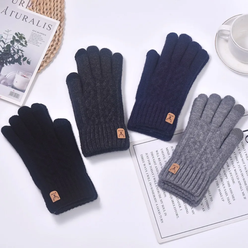 

New Thicken Touch Screen Gloves Elastic Windproof Crochet Glove Full Finger Guantes Women Men