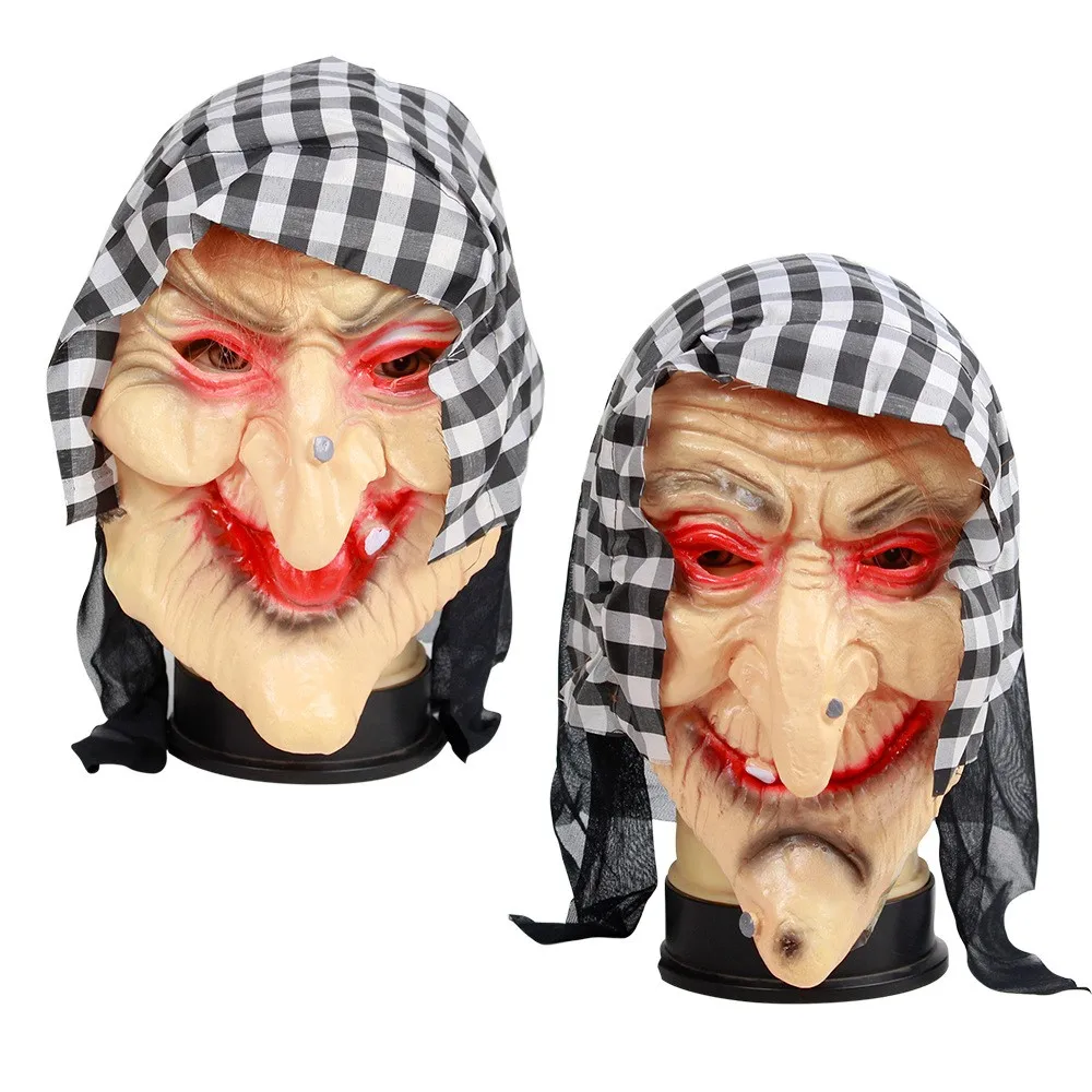 Halloween Heksenkostuum Hoofddeksels Latex Masker Ghost House Terror ow Prestatie Props id Doek Fem Heksenmasker